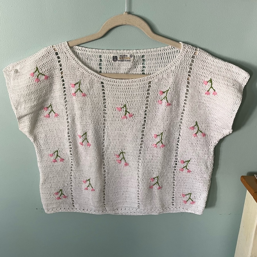 Handmade Vintage Crochet Embroidered Top